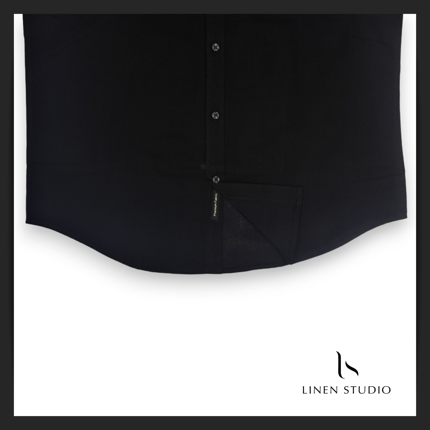 Pure Cotton Netted Dobby Black Shirt - Linen Studio