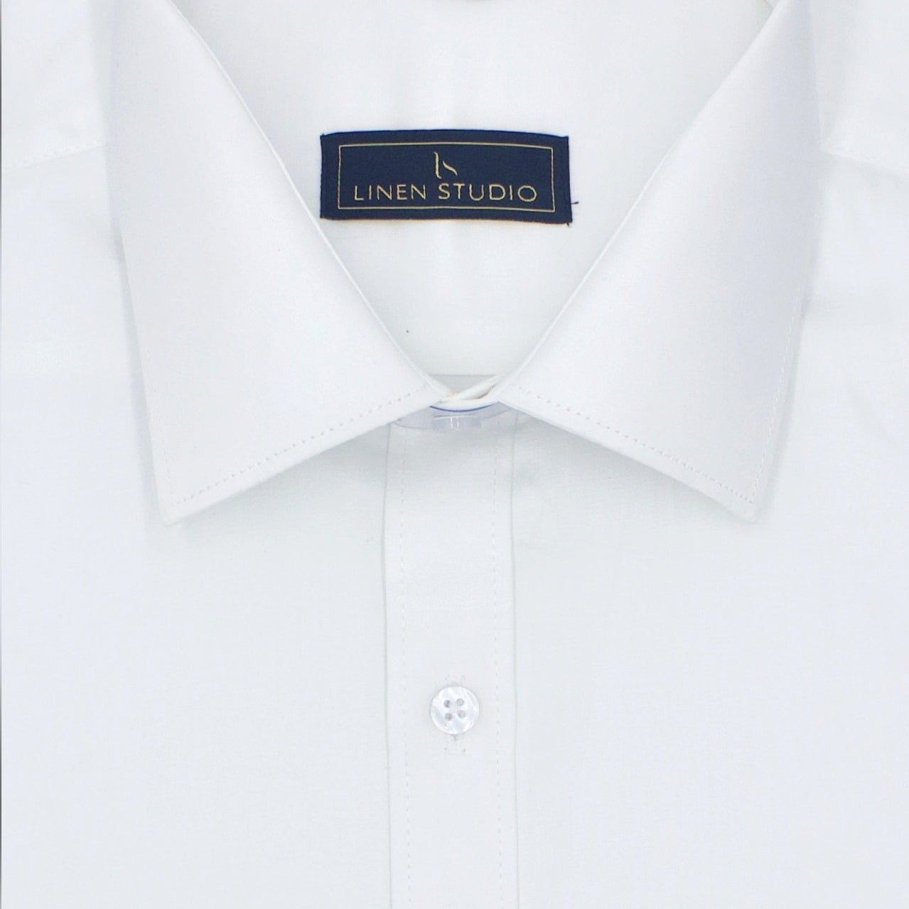 Pure Cotton 60's Count Plain Shirt - White - Linen Studio