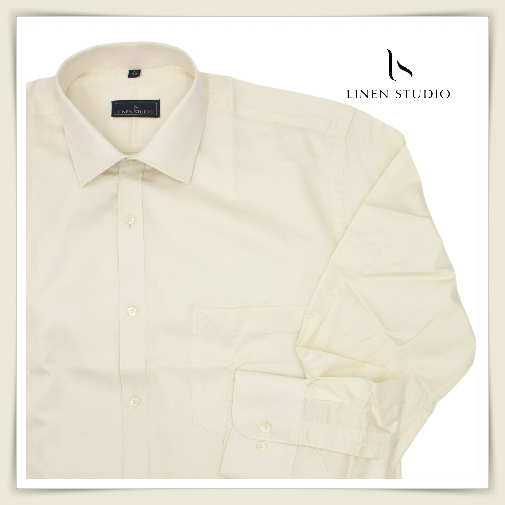 Pure Cotton 60's Count Plain Shirt - Light Yellow - Linen Studio