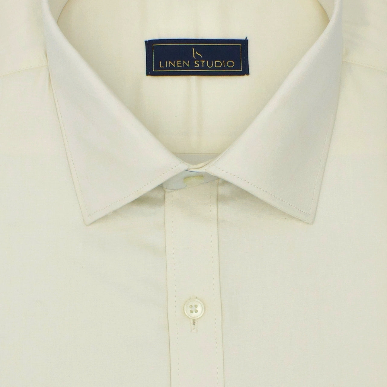 Pure Cotton 60's Count Plain Shirt - Light Yellow - Linen Studio
