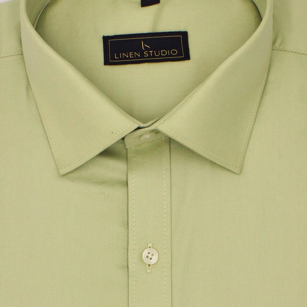 Pure Cotton 60's Count Plain Shirt - Moss Green - Linen Studio