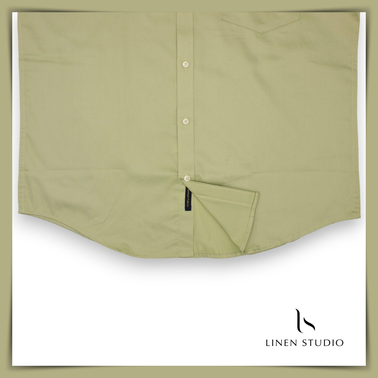 Pure Cotton 60's Count Plain Shirt - Moss Green - Linen Studio