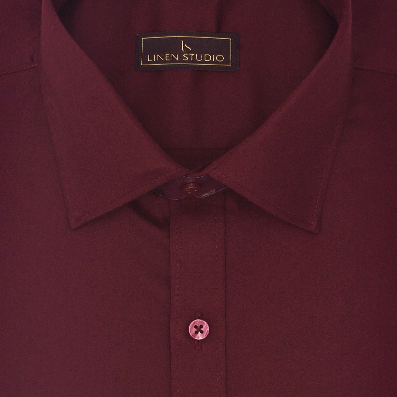 Pure Cotton 60's Count Plain Shirt - Dark Maroon - Linen Studio