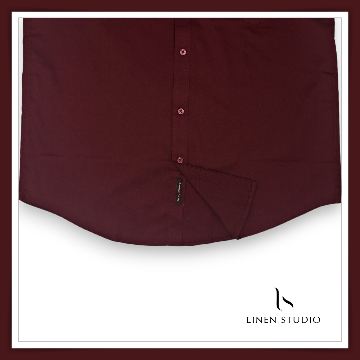 Pure Cotton 60's Count Plain Shirt - Dark Maroon - Linen Studio