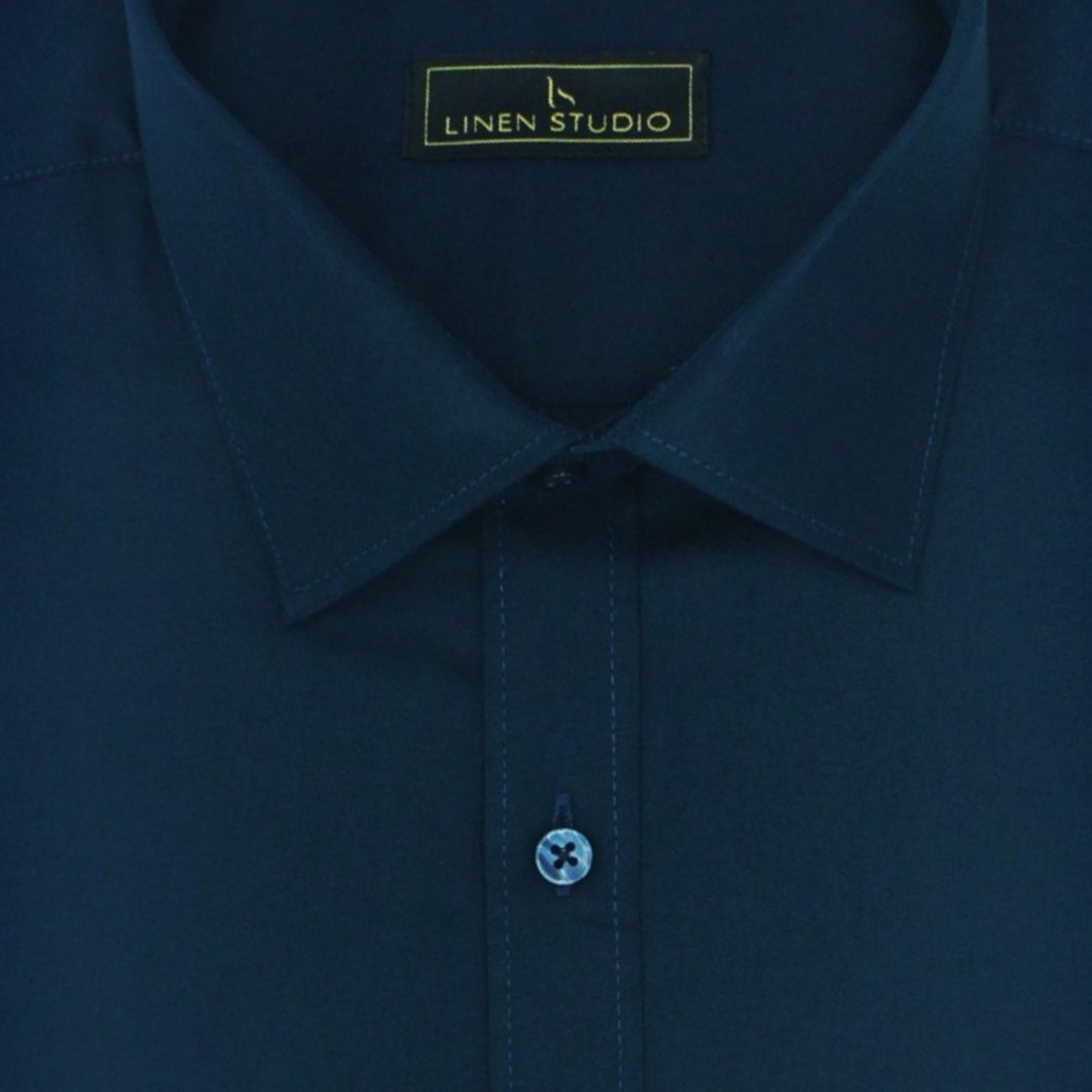 Pure Cotton 60's Count Plain Shirt - Prussian Blue - Linen Studio