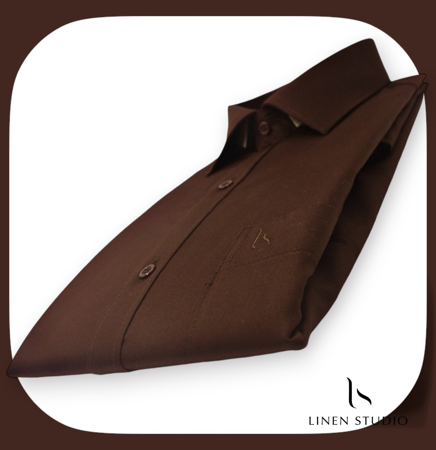 Pure Cotton 60's Count Plain Shirt - Mocha Brown - Linen Studio