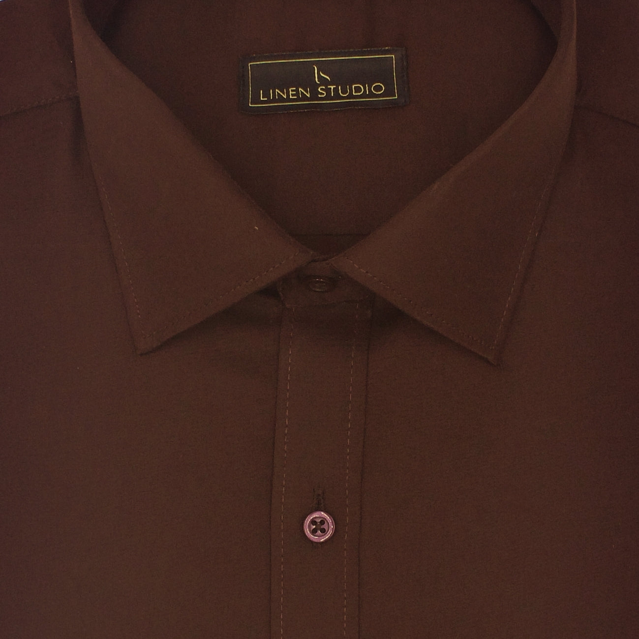 Pure Cotton 60's Count Plain Shirt - Mocha Brown - Linen Studio