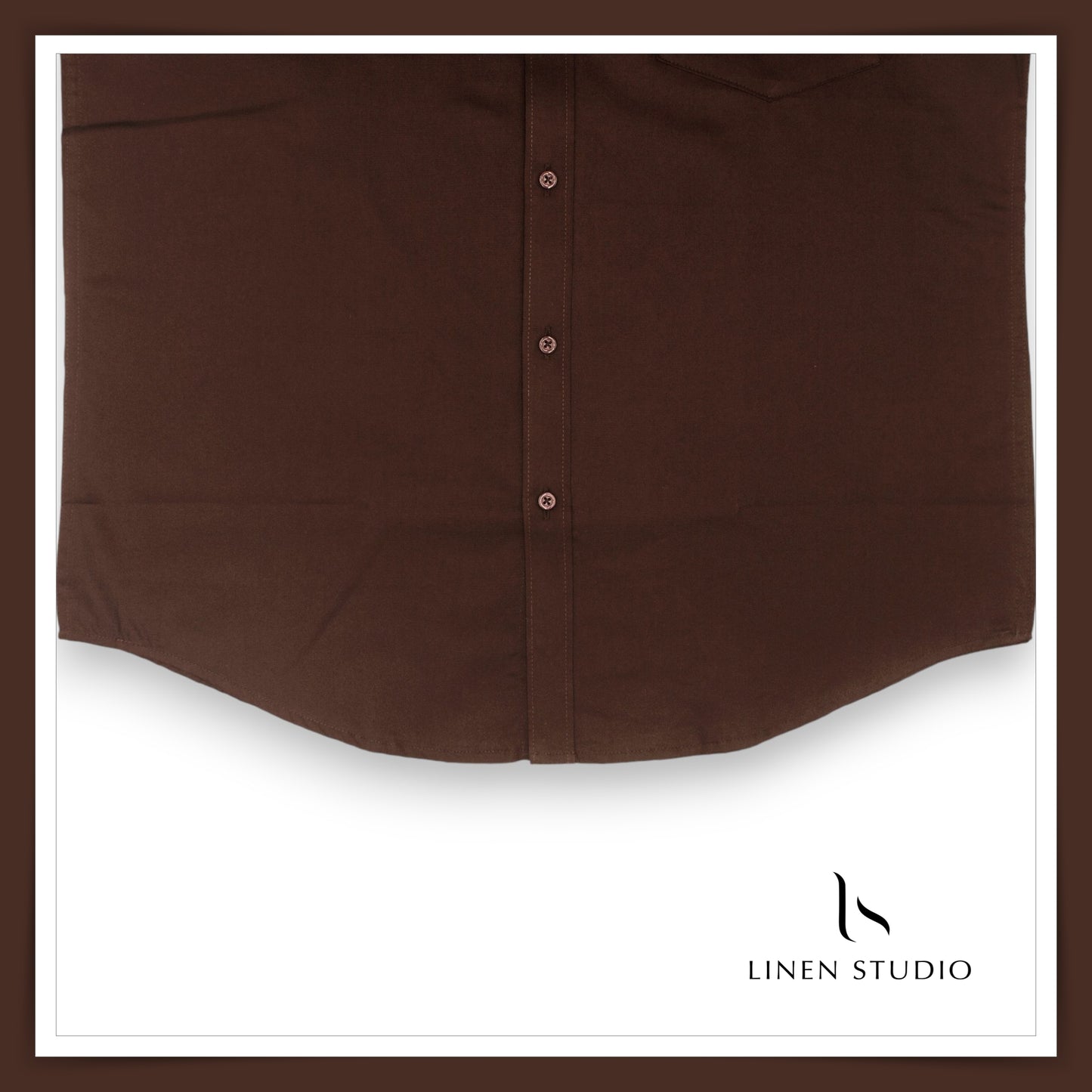 Pure Cotton 60's Count Plain Shirt - Mocha Brown - Linen Studio