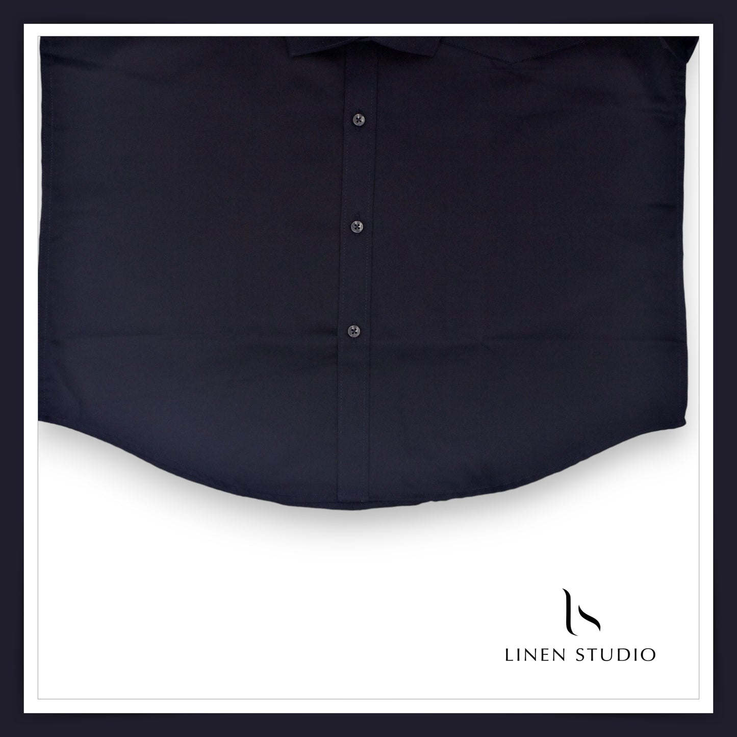 Pure Cotton 60's Count Plain Shirt - Deep Blue - Linen Studio