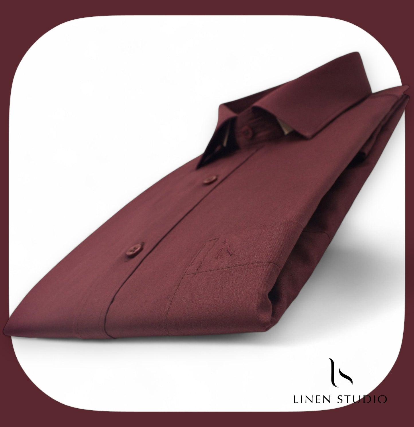 Pure Cotton 60's Count Plain Shirt - Royal Maroon - Linen Studio