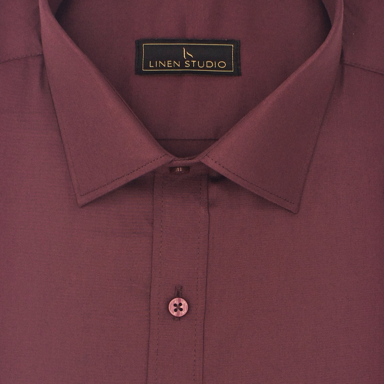 Pure Cotton 60's Count Plain Shirt - Royal Maroon - Linen Studio