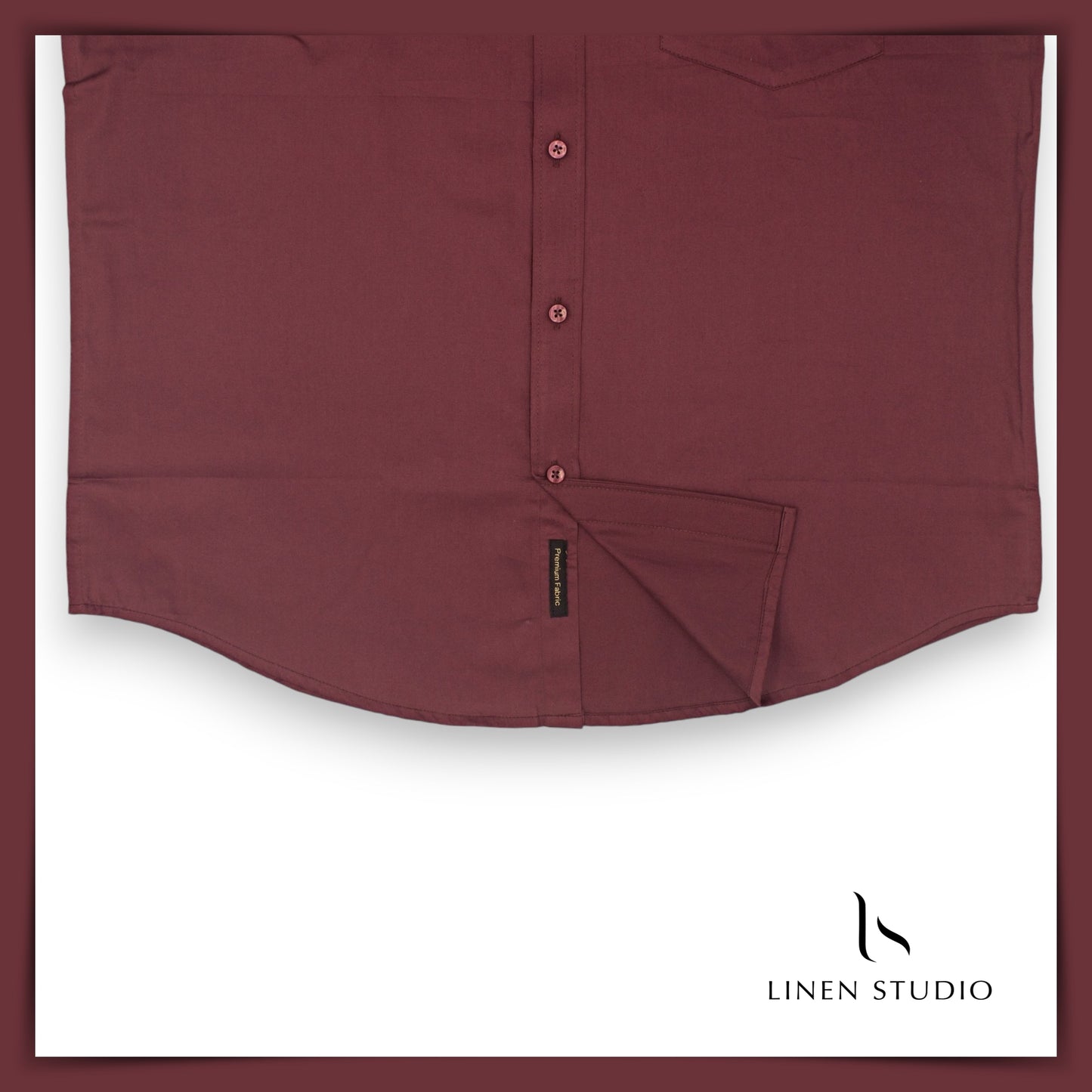 Pure Cotton 60's Count Plain Shirt - Royal Maroon - Linen Studio