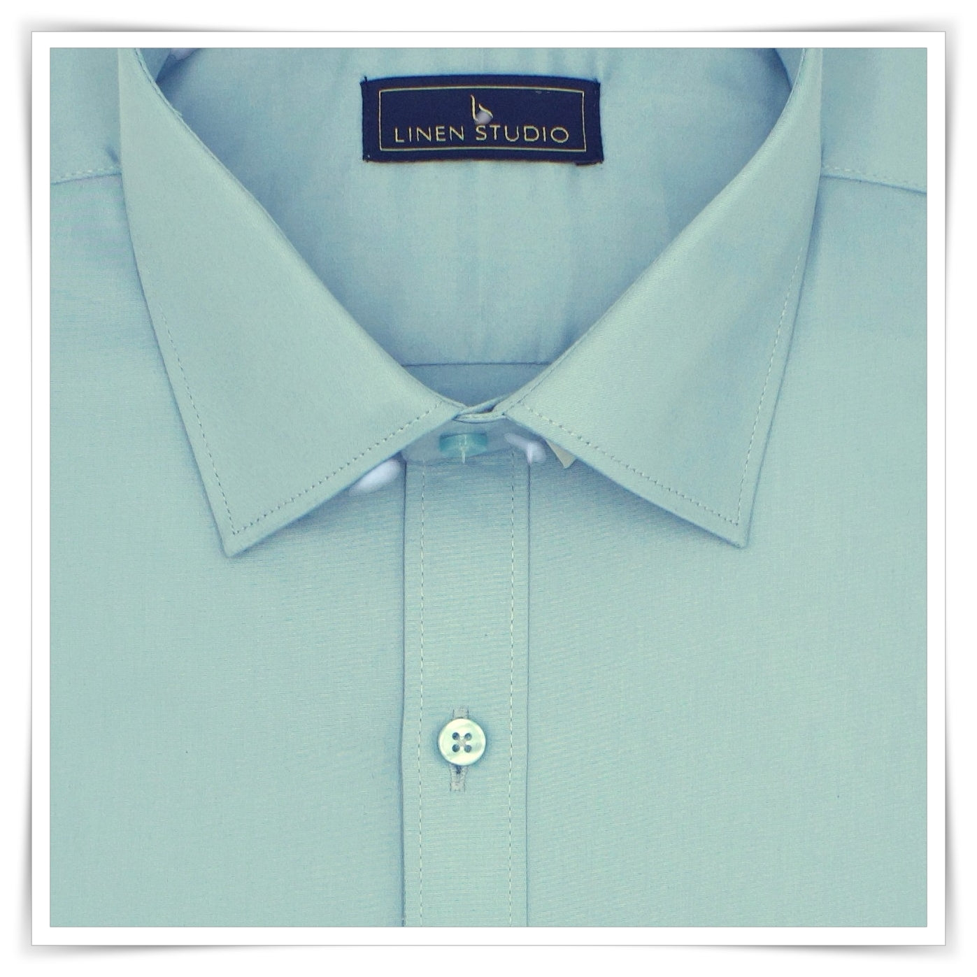 Pure Cotton 60's Count Plain Shirt - Blueish Green
