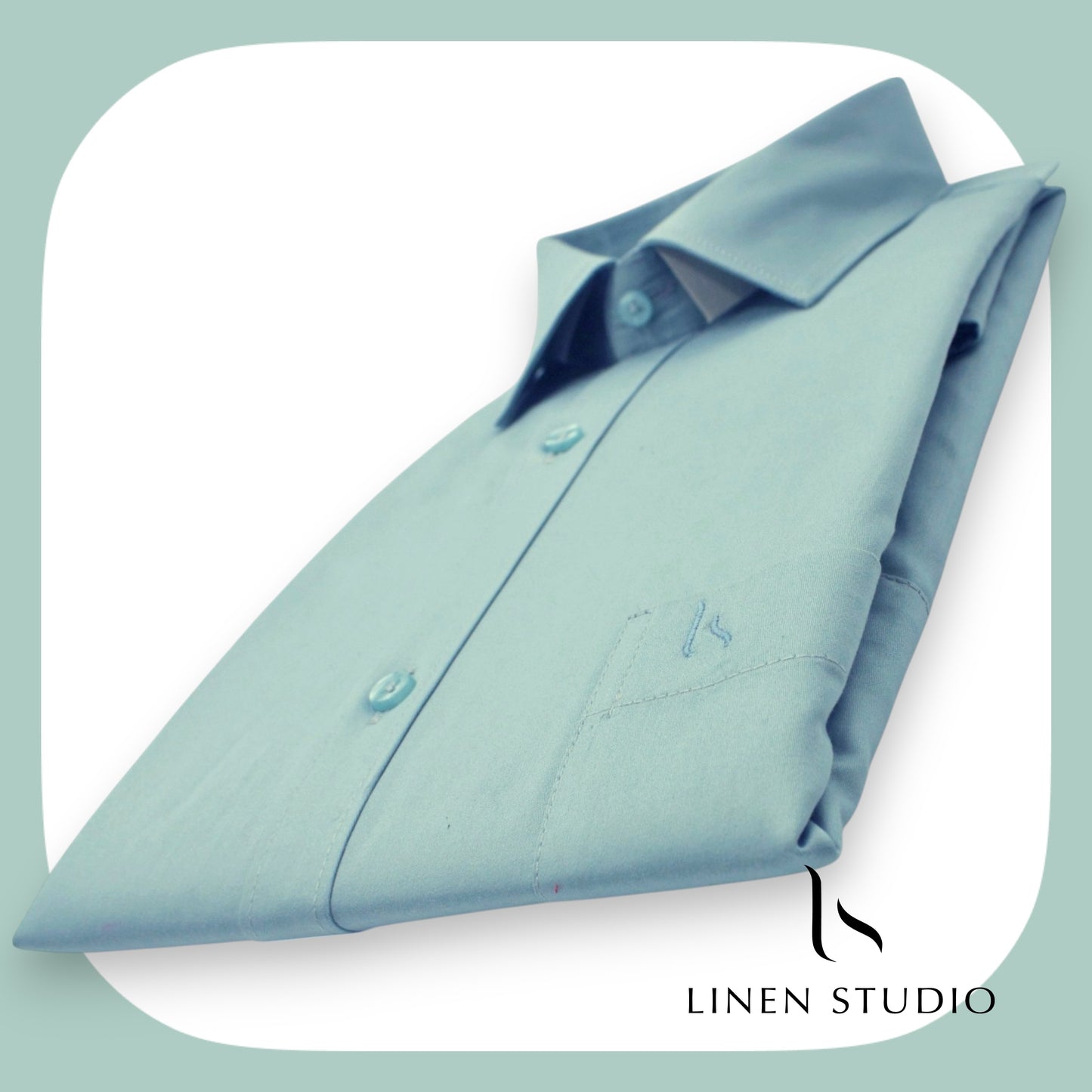 Pure Cotton 60's Count Plain Shirt - Blueish Green