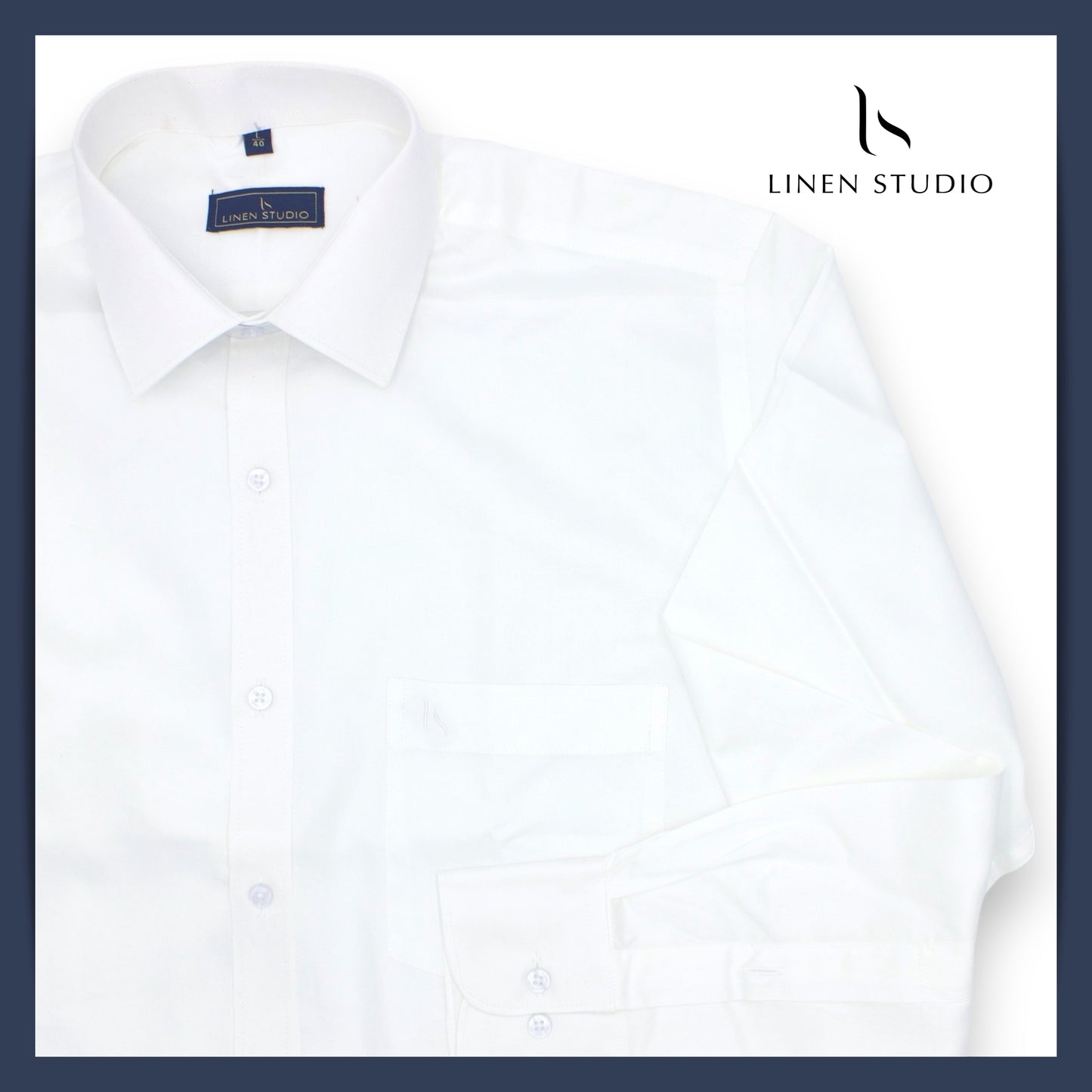 Pure Cotton 100's Count Plain Shirt - Pure White - Linen Studio