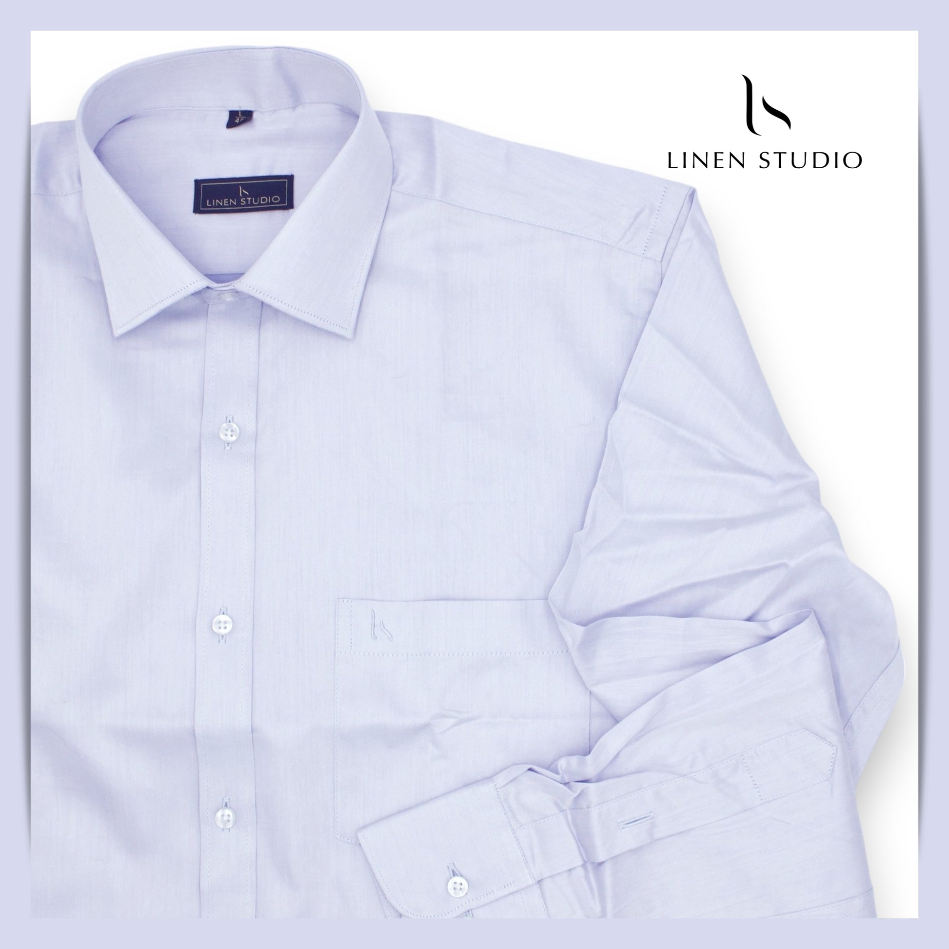 Pure Cotton 100's Count Plain Shirt -  Lavender - Linen Studio