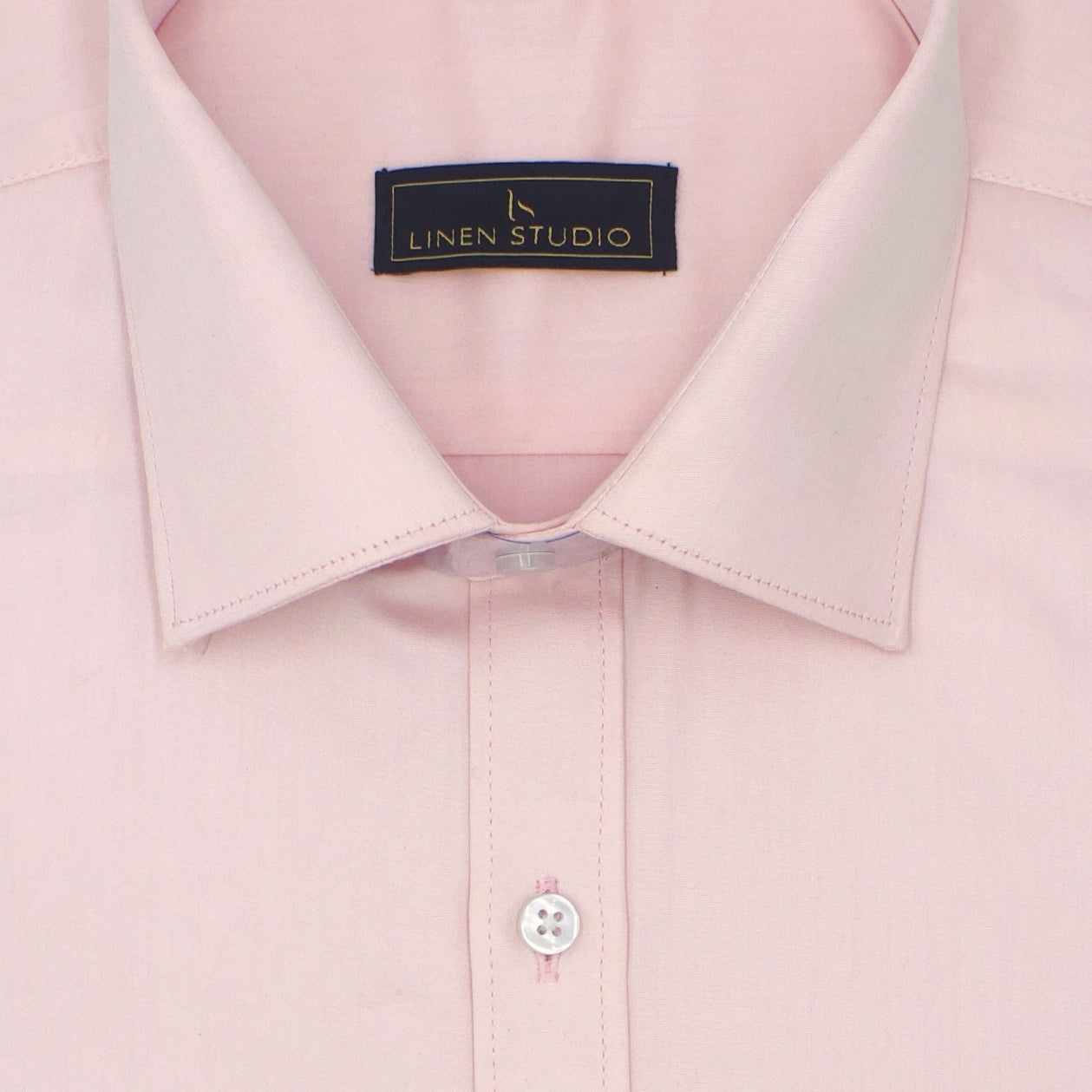 Pure Cotton 100's Count Plain Shirt - Light Pink - Linen Studio