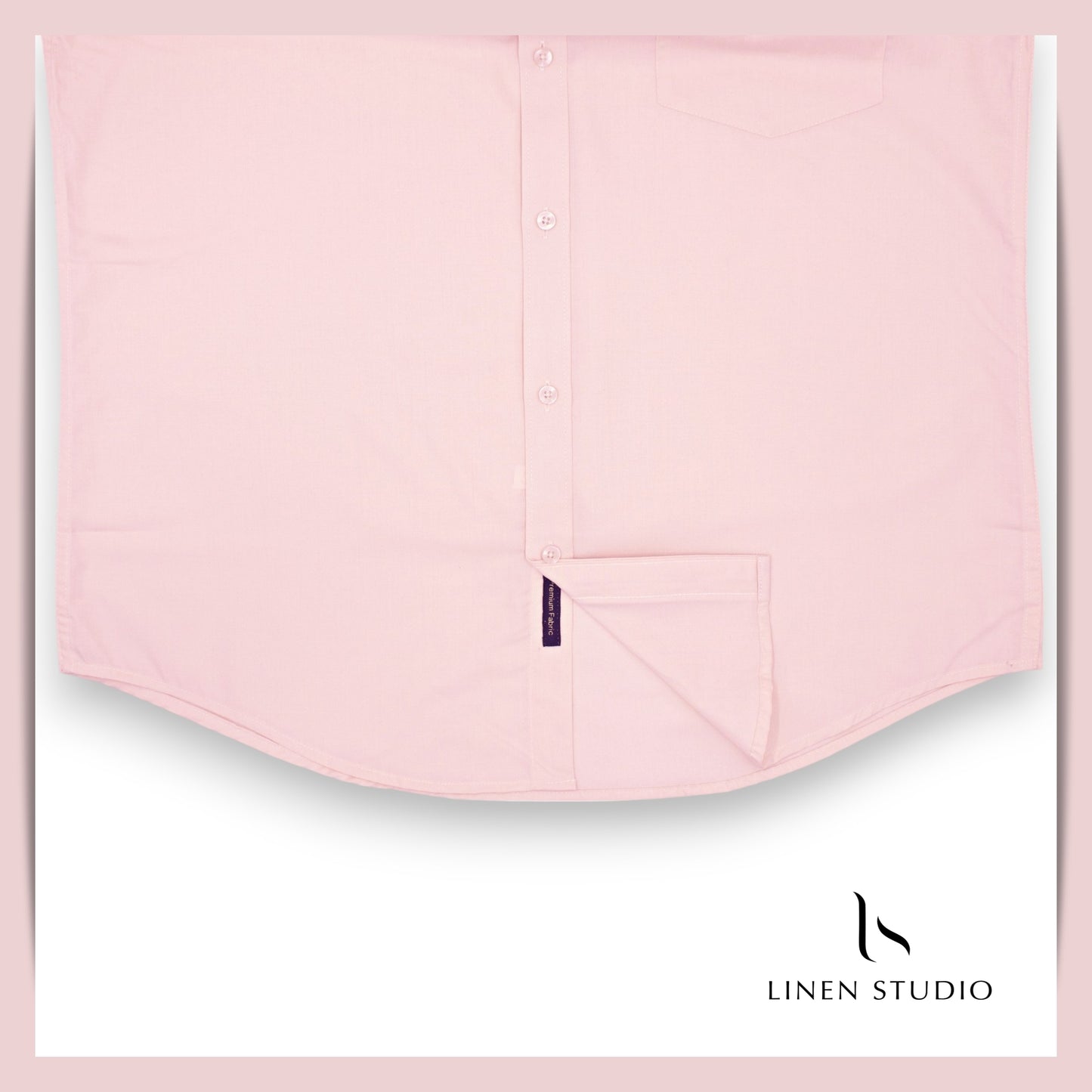 Pure Cotton 100's Count Plain Shirt - Light Pink - Linen Studio