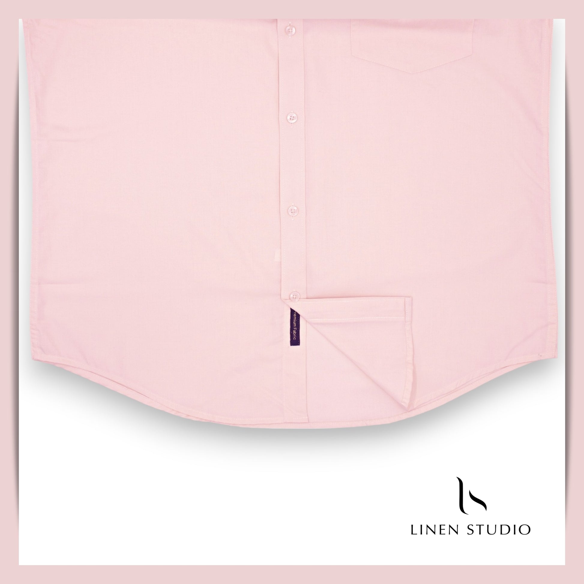 Pure Cotton 100's Count Plain Shirt - Light Pink - Linen Studio