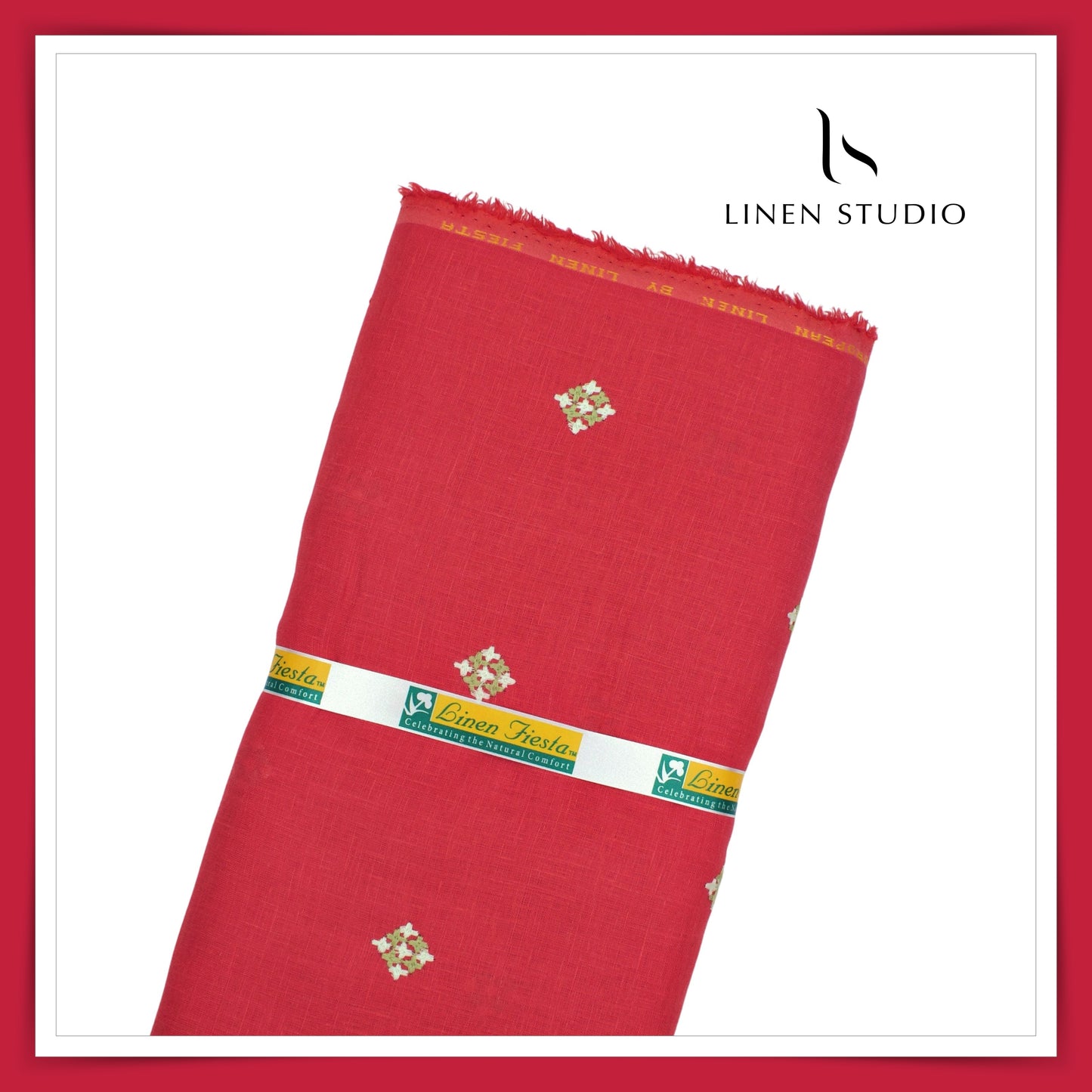 Premium Linen Embroidery - Laal - Linen Studio