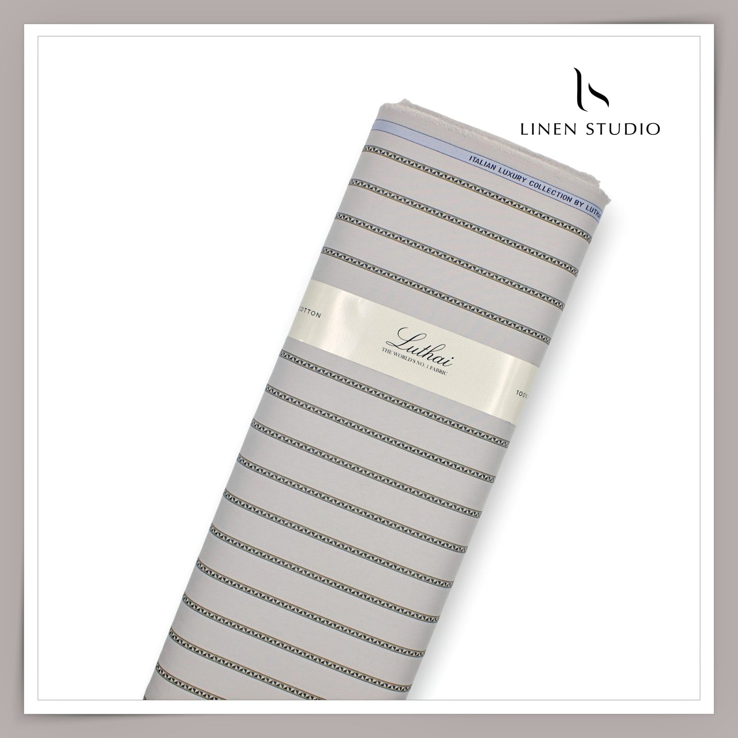 Luthai 100% Supima Cotton Shirting - Slate Grey Fancy Stripes (Fastest Selling) (NEW)