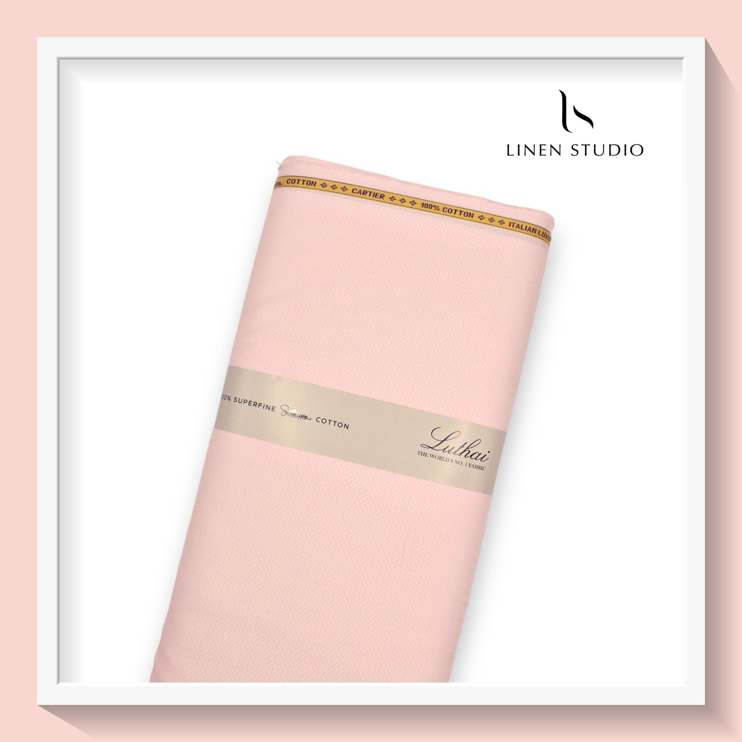 Luthai Zig Zag Textured Supima Cotton - Pale Pink (zoom in)