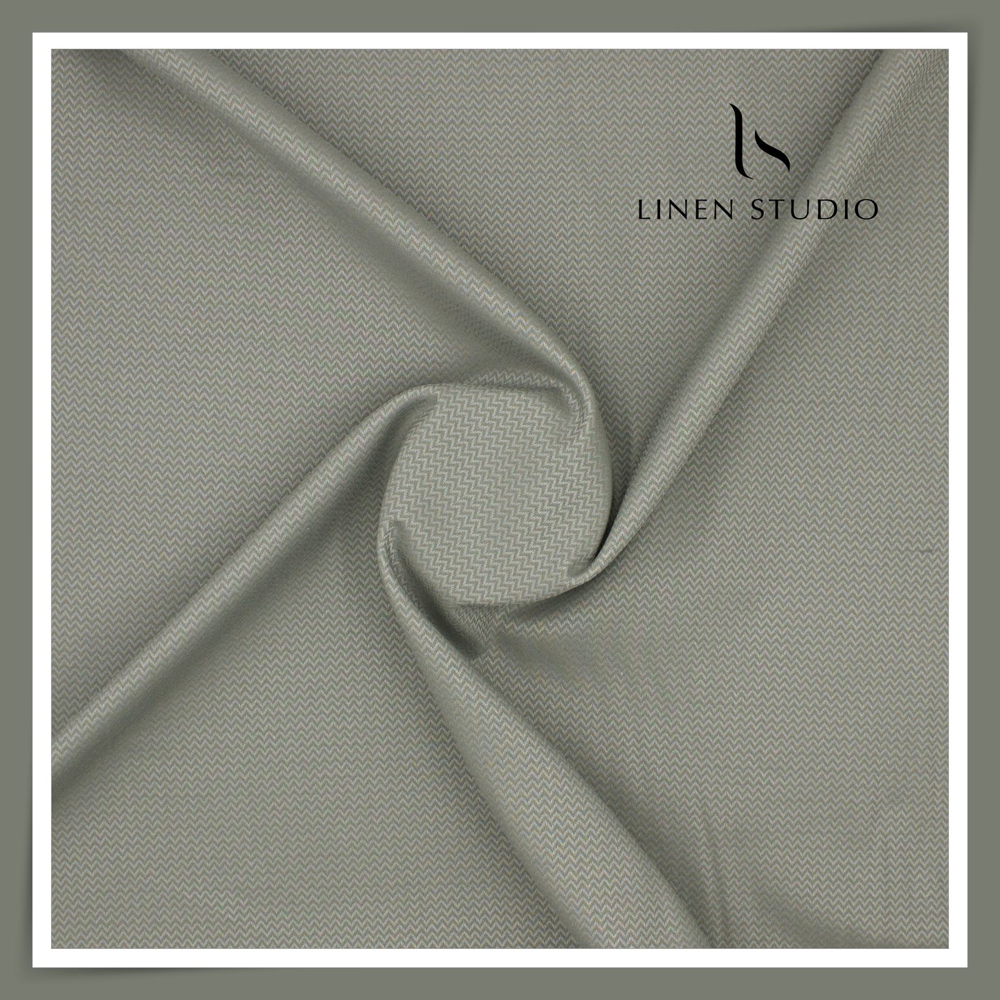 Luthai Zig Zag Textured Supima Cotton - Greenish Grey (zoom in)