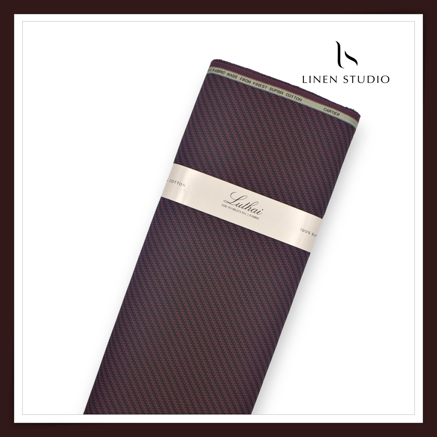 Luthai 100% Supima Cotton Jacquard Shirting - Maroon & Black Arrow Stripes (Zoom In) (NEW)