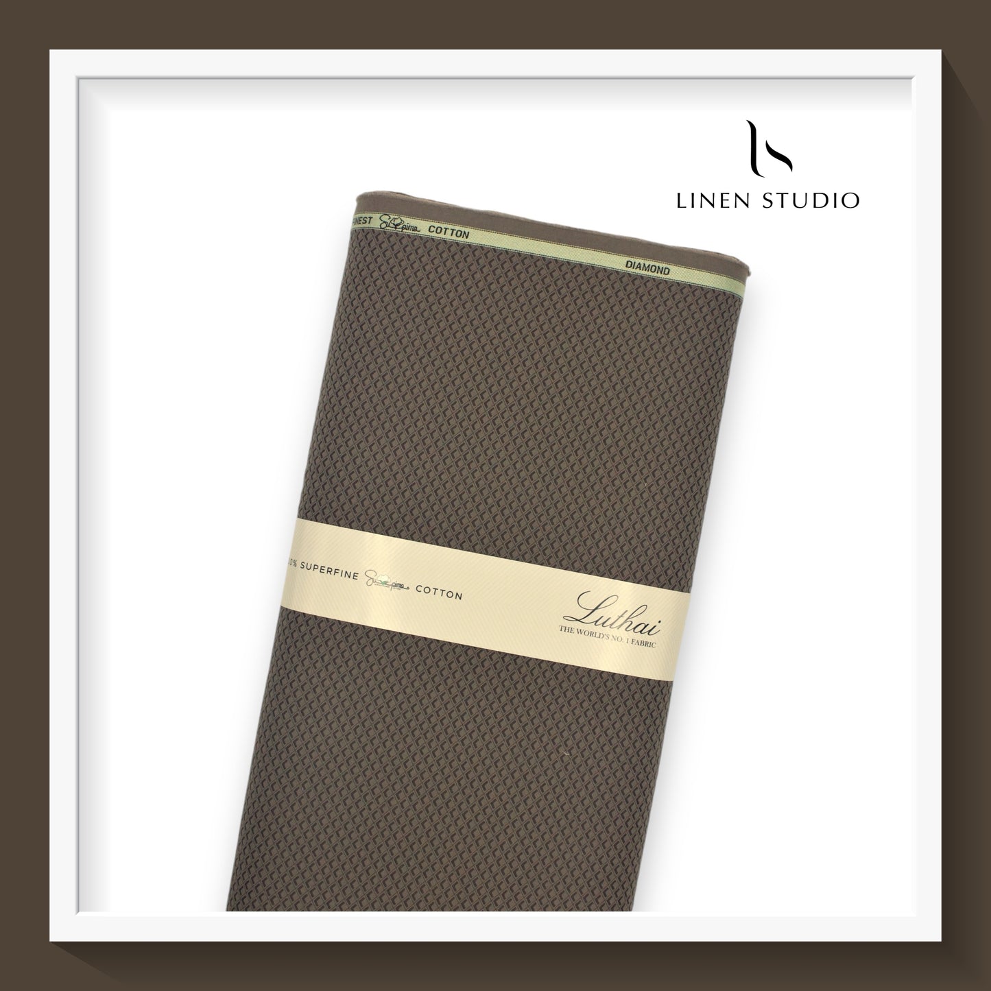 Luthai Diamond Textured Supima Cotton - Cedar Brown (zoom in)