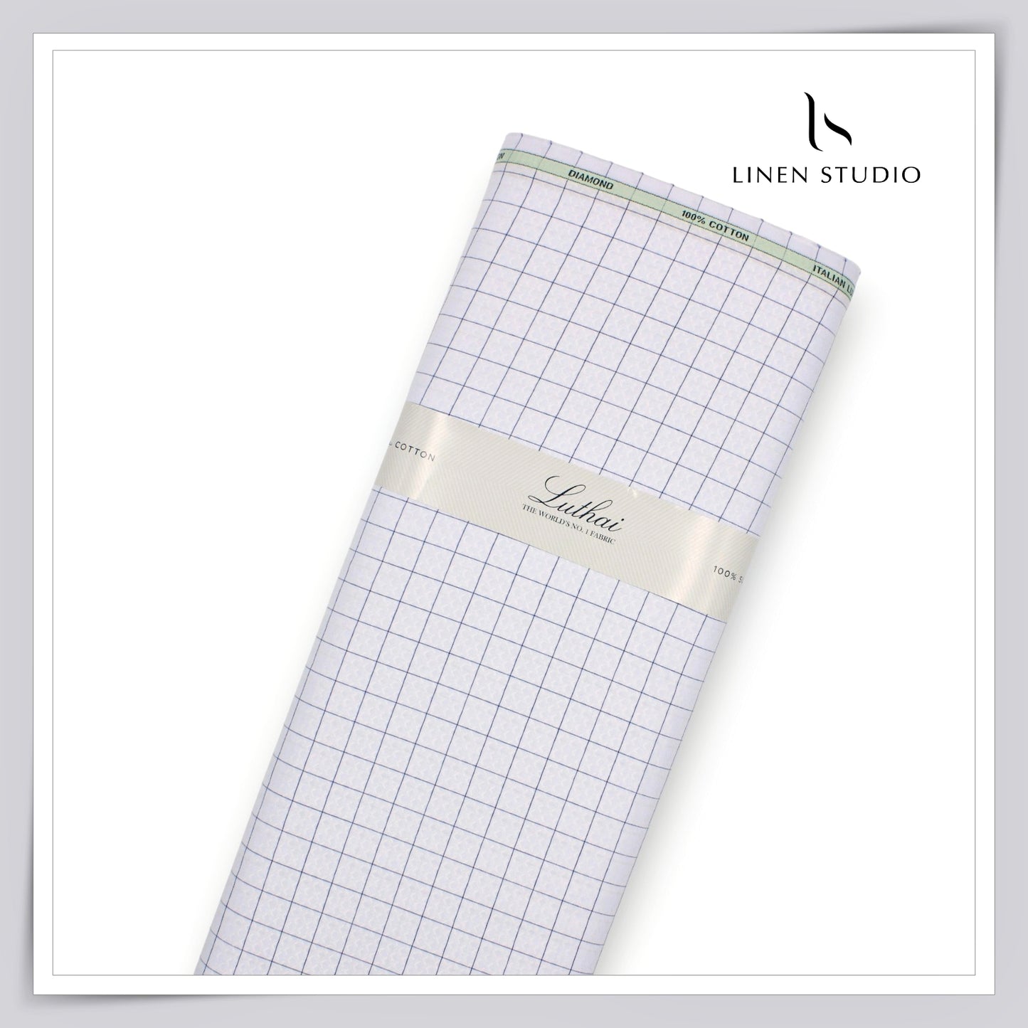 Luthai Diamond Textured Supima Cotton Shirting - Pastel Checks (Zoom In) (NEW)