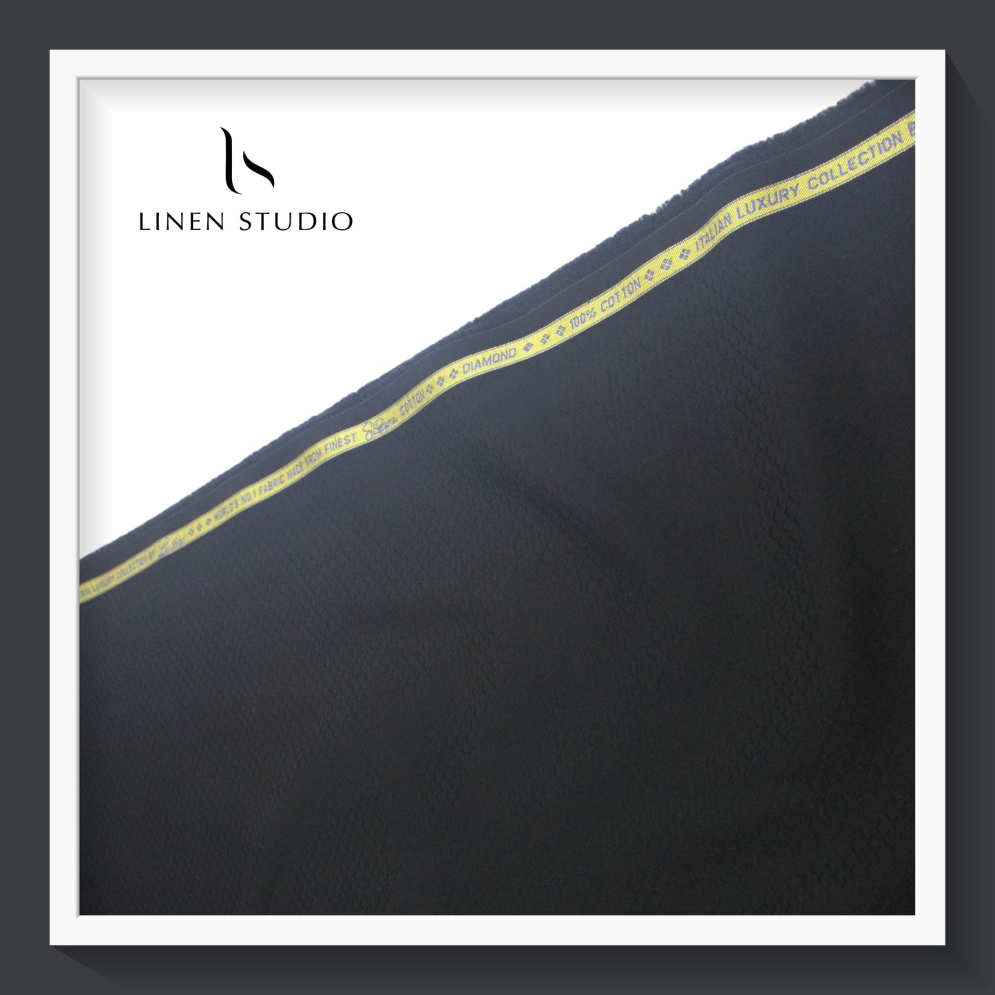 Luthai Diamond Textured Supima Cotton - Jet Black (zoom in)