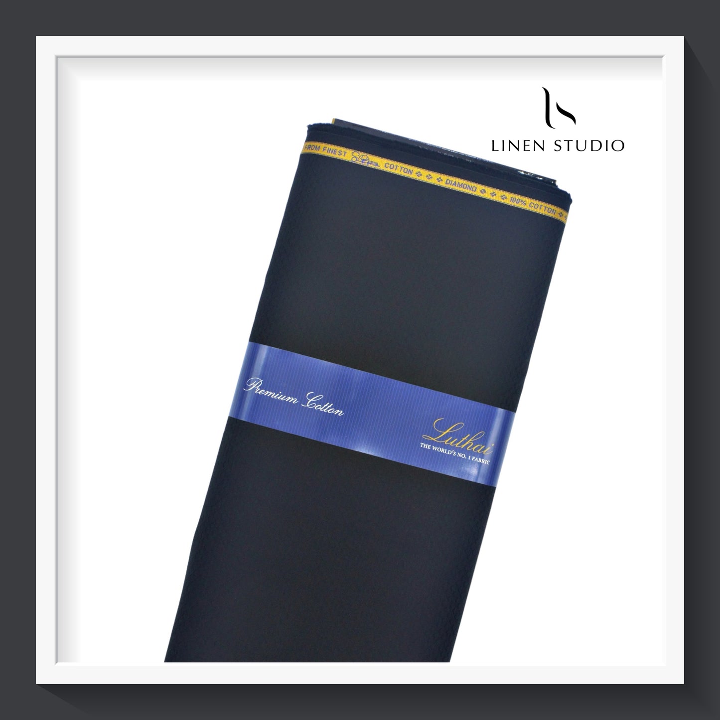 Luthai Diamond Textured Supima Cotton - Jet Black (zoom in)