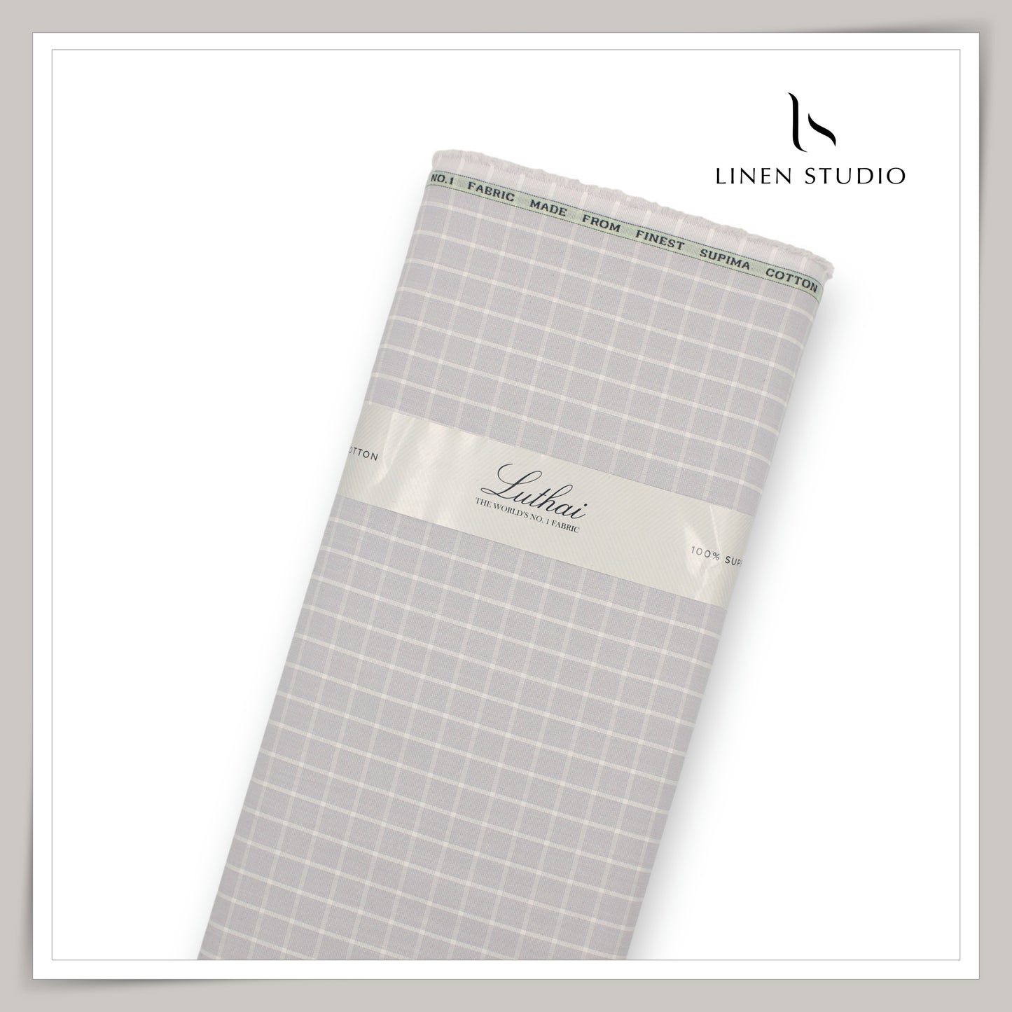 100% Supima Cotton Shirting by Luthai - Ash Grey Checks (NEW)