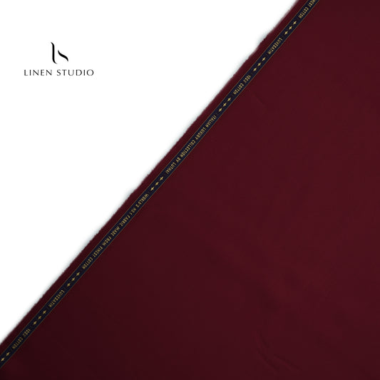 Luthai 100% Cotton Luxesatin Shirting - Dark Maroon - Linen Studio