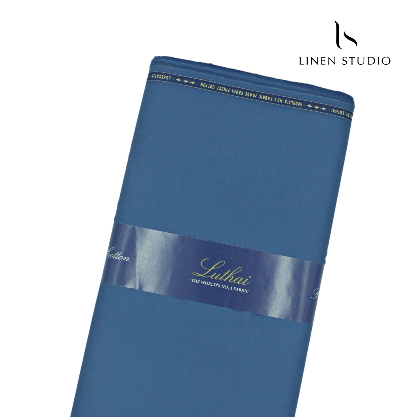 Luthai 100% Luxury Cotton Satin Shirting - Metallic Blue