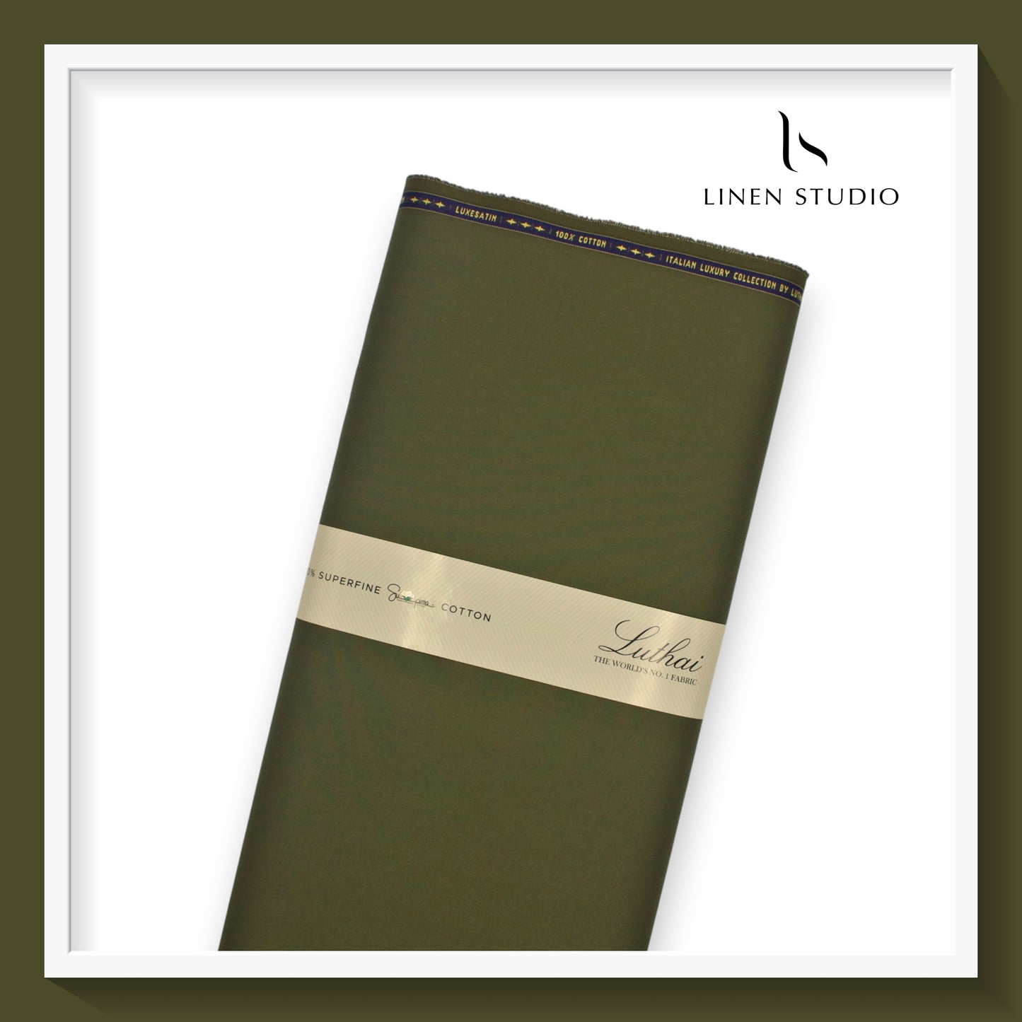 Luthai 100% Luxury Cotton Satin Shirting - Aesthetic Green