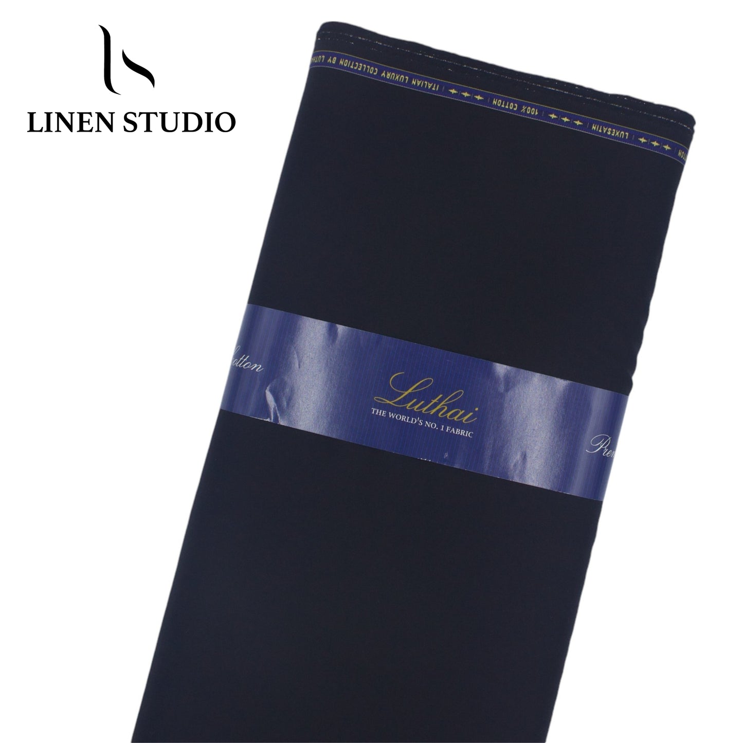 Luthai 100% Luxury Cotton Satin Shirting - Jet Black