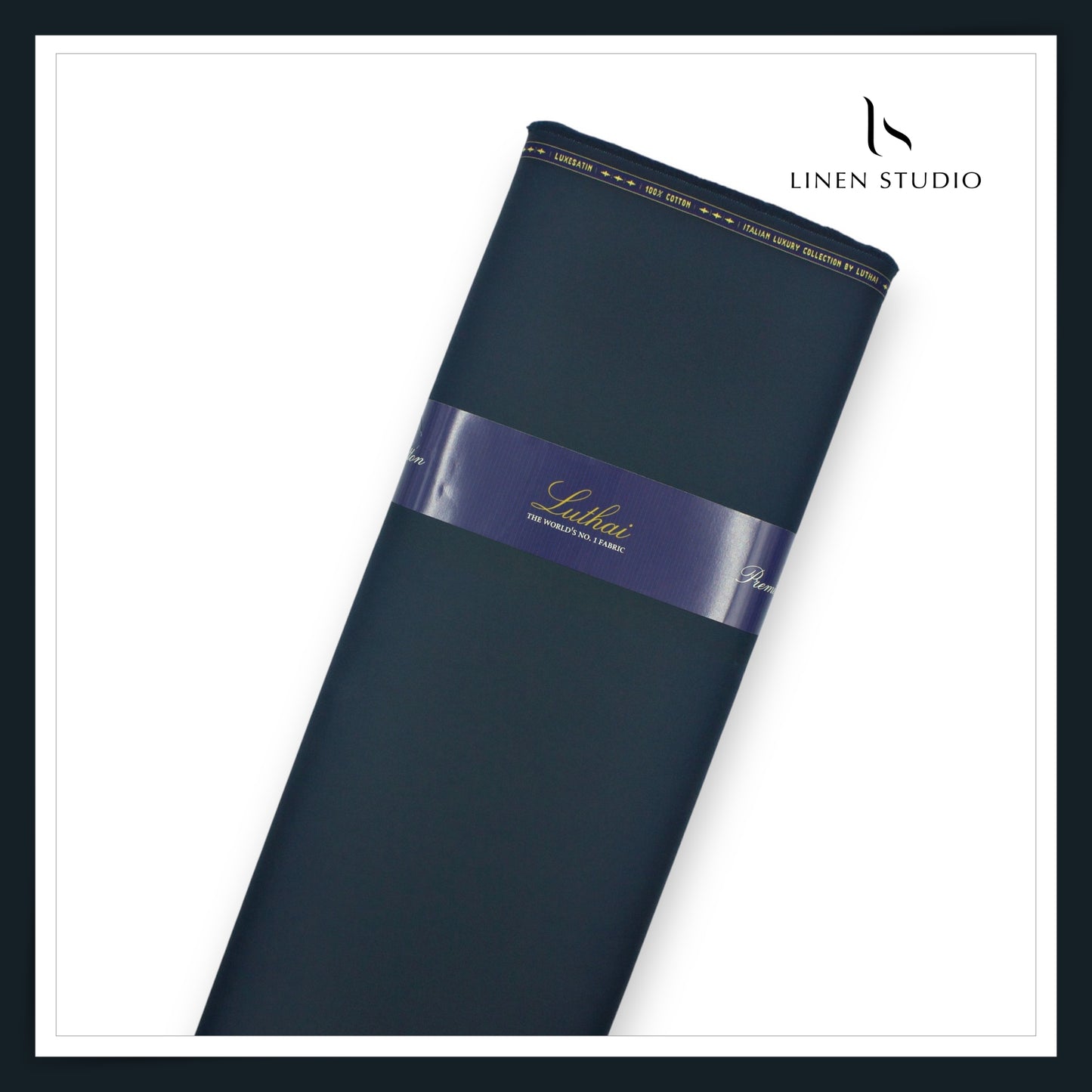 Luthai 100% Luxury Cotton Satin Shirting - Dark Greenish Blue (NEW)