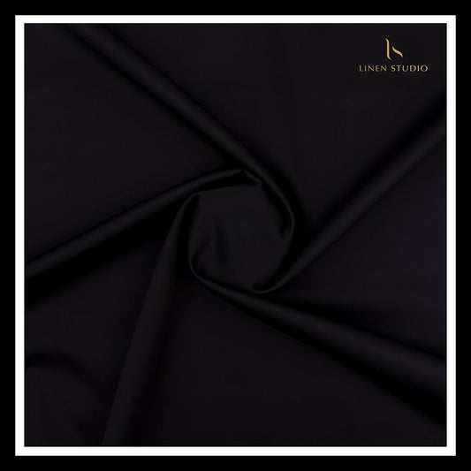 Luthai 100% Luxury Cotton Satin Shirting - Jet Black (Highest Selling)