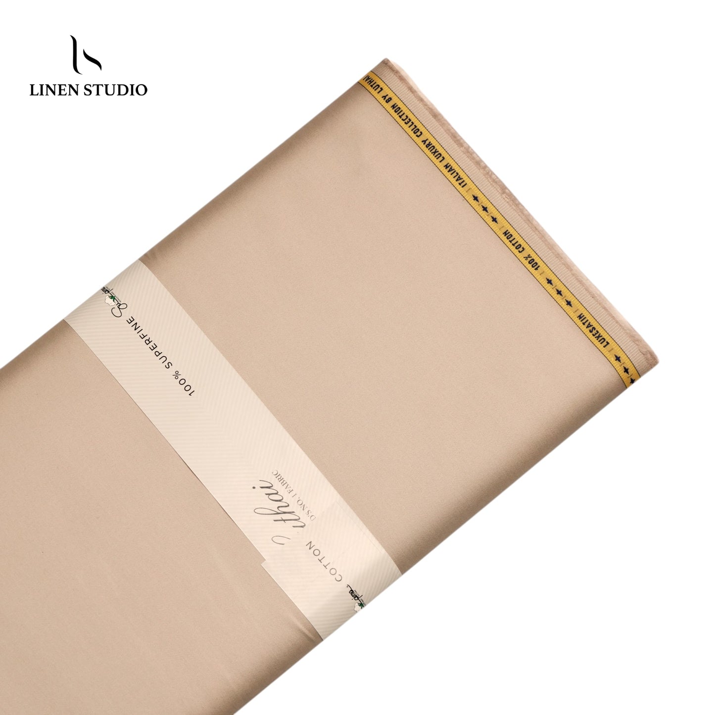 Luthai 100% Luxury Cotton Satin Shirting - Dark Beige
