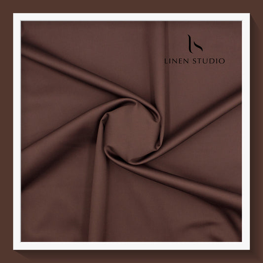 Luthai 100% Luxury Cotton Satin Shirting - Penny Brown