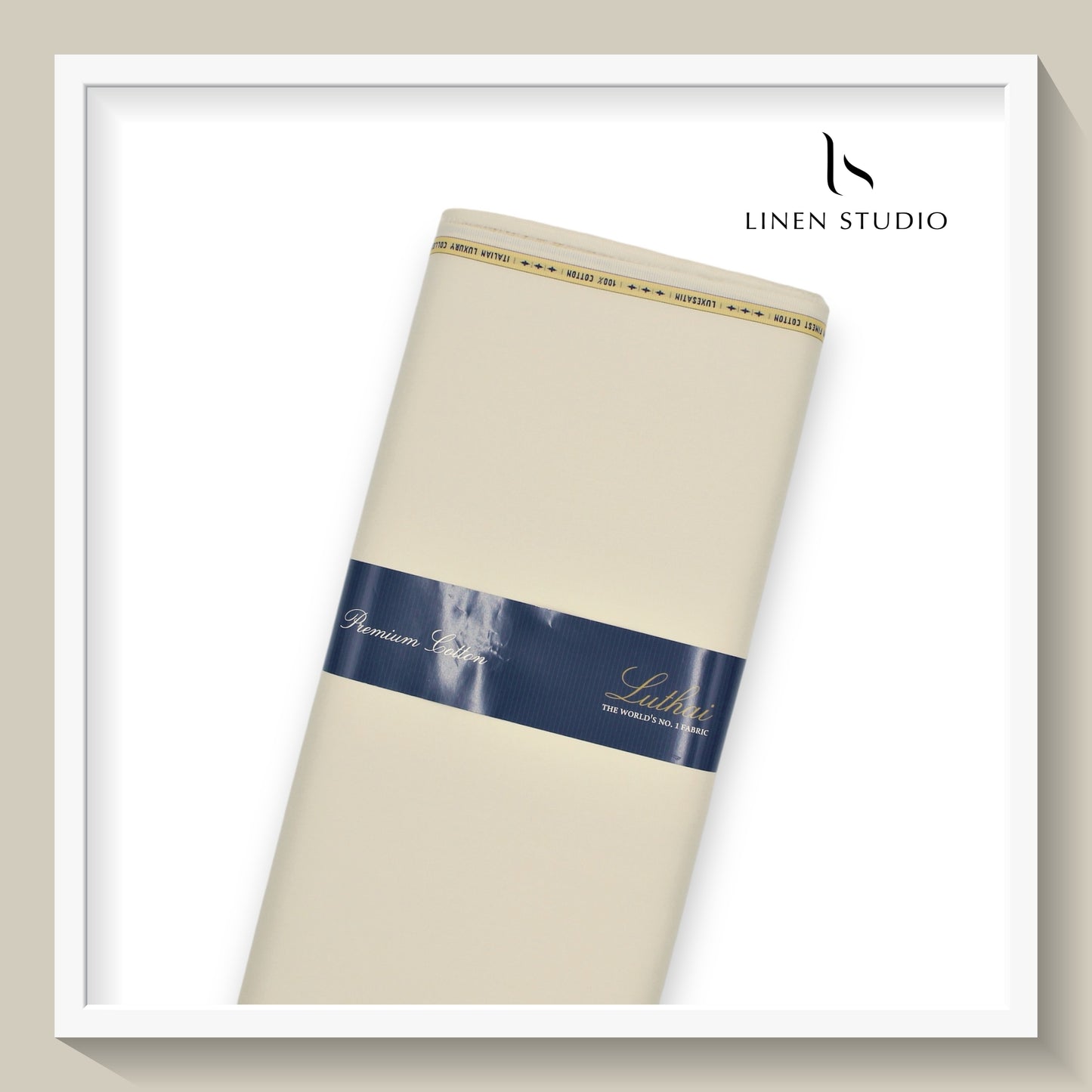 Luthai 100% Luxury Cotton Satin Shirting - Cream