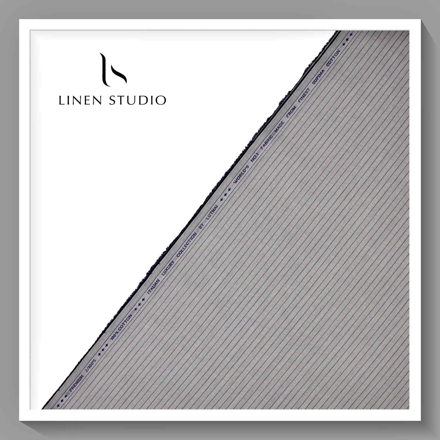 2/100's Finest Supima Cotton by Luthai - Steel Grey Herringbone (zoom in)