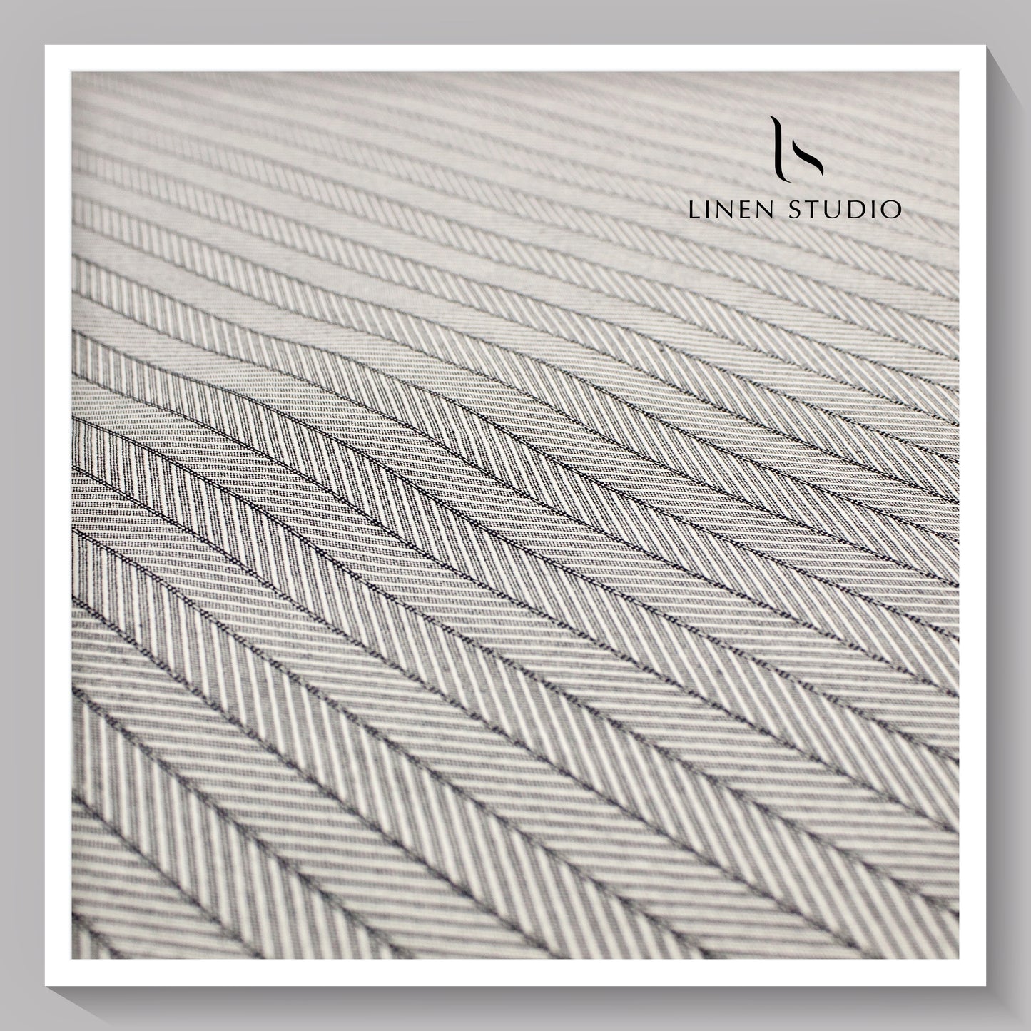 2/100's Finest Supima Cotton by Luthai - Steel Grey Herringbone (zoom in)