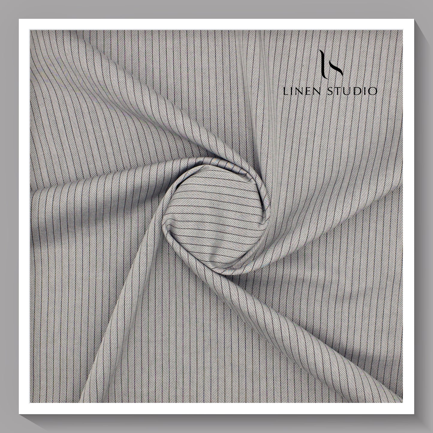 2/100's Finest Supima Cotton by Luthai - Steel Grey Herringbone (zoom in)