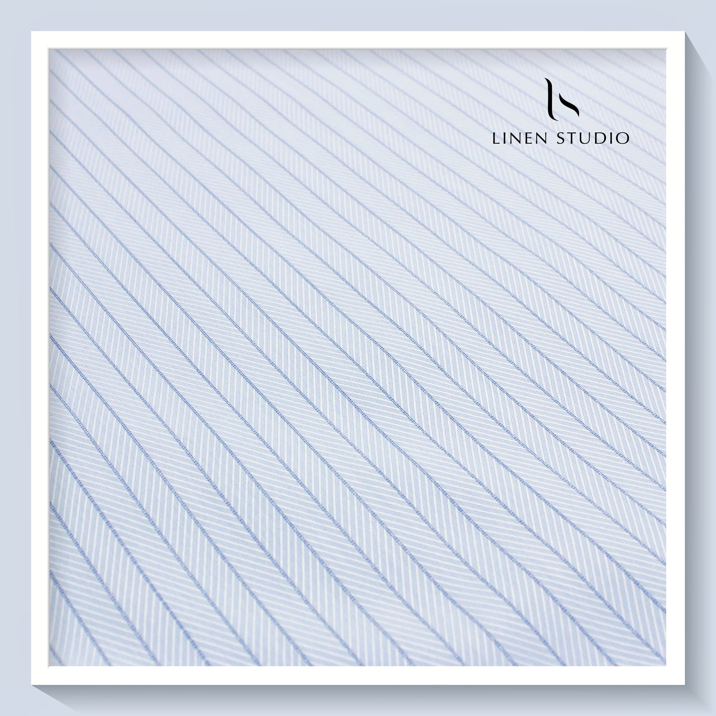2/100's Finest Supima Cotton by Luthai - Sky Blue Herringbone (zoom in)