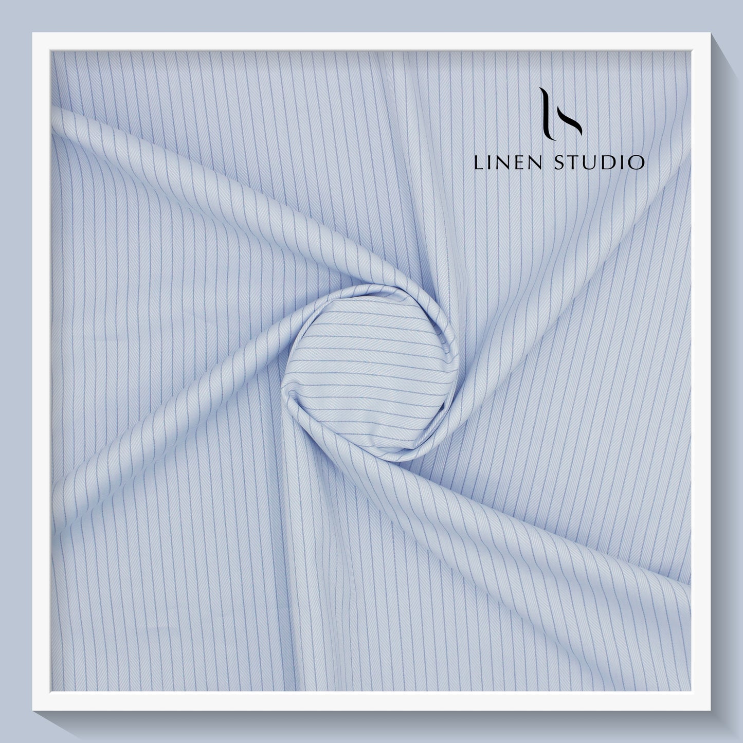 2/100's Finest Supima Cotton by Luthai - Sky Blue Herringbone (zoom in)
