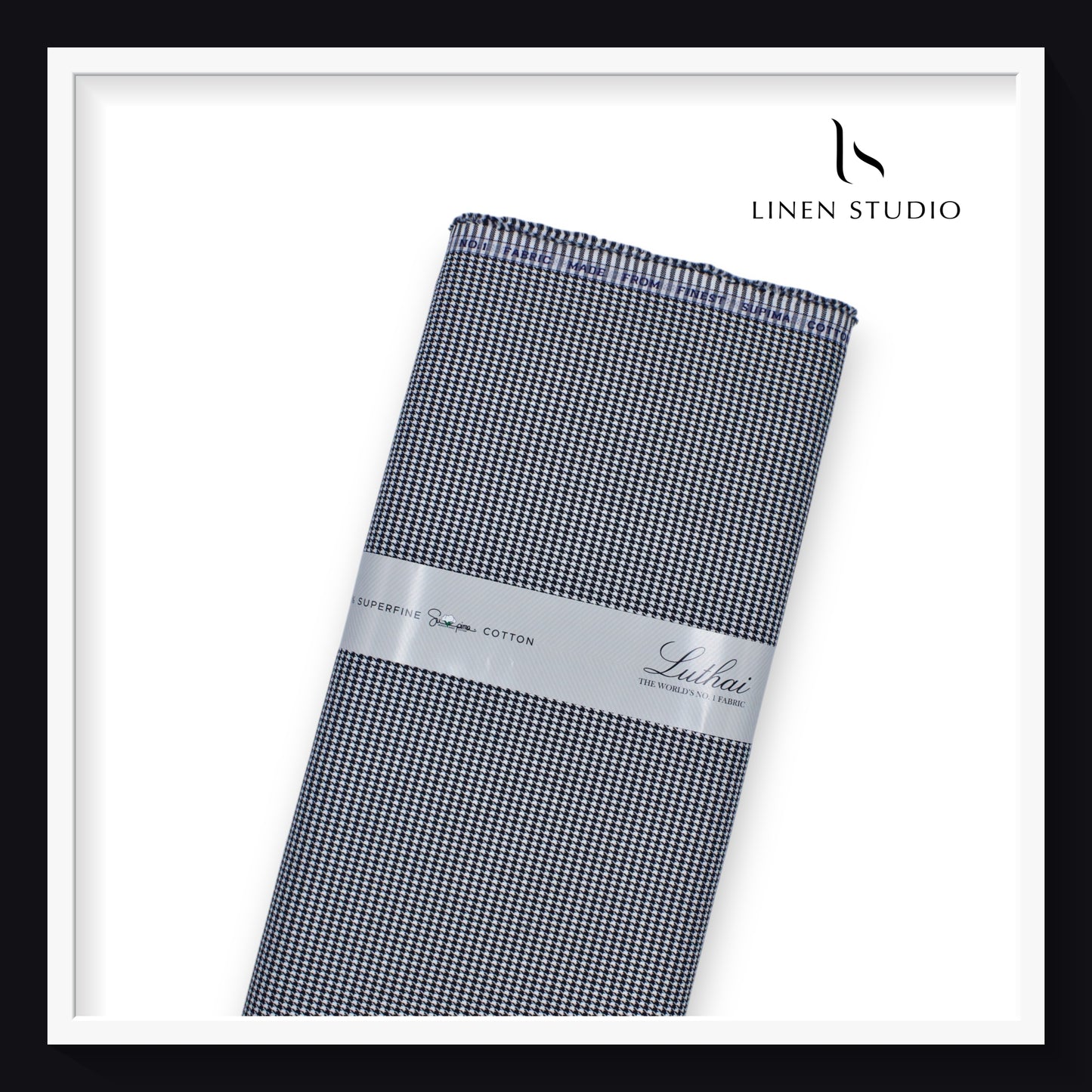 Houndstooth Plaid Supima Cotton by Luthai - Black & White
