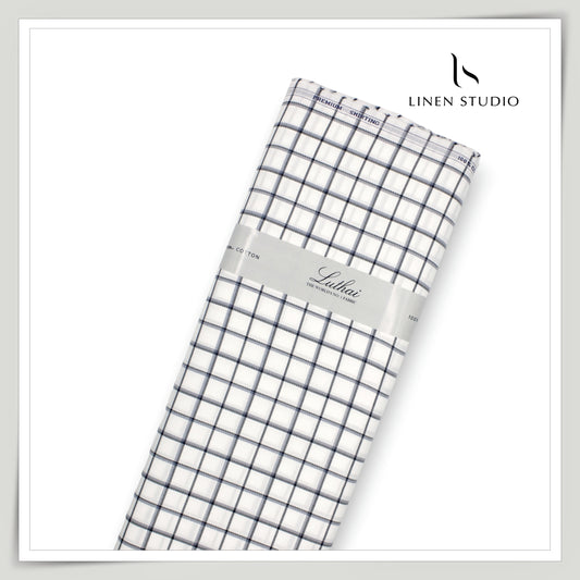 Luthai 100% Cotton Shirting - White Black Classic Checks (NEW)
