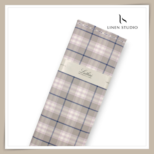 Luthai 100% Cotton Shirting - Grey Berry Checks (NEW)
